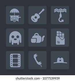 Premium set of fill icons. Such as business, summer, entertainment, fishing, concert, video, fiction, guitar, metal, white, bar, phone, space, dessert, texas, truck, sweet, teapot, film, movie, music