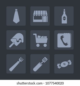 Premium set of fill icons. Such as vanilla, suit, food, winery, store, wineglass, fashion, red, necktie, tie, strawberry, cart, dessert, buy, drink, phone, spoon, commerce, restaurant, candy, dinner