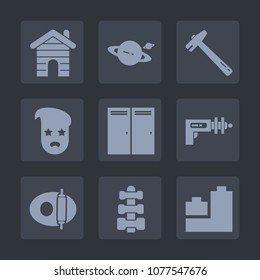 Premium Set Of Fill Icons. Such As Bear, Construction, Home, Style, Science, Galaxy, Kitchen, Gym, Equipment, Fitness, City, Weapon, Wrench, Hipster, Play, Estate, Architecture, Screwdriver, Door, Pan