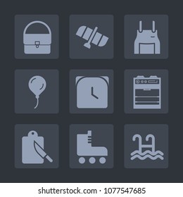 Premium set of fill icons. Such as bag, space, chef, uniform, fun, sign, hour, leisure, fork, minute, accessory, kitchen, celebration, cook, oven, skating, technology, pool, decoration, apron, shuttle