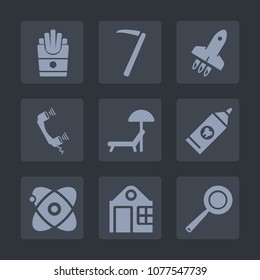 Premium set of fill icons. Such as pan, cooking, phone, beach, yellow, chair, meal, business, star, hammer, telephone, summer, universe, house, equipment, food, building, rocket, hygiene, fast, snack