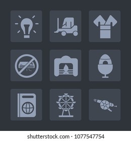 Premium set of fill icons. Such as gun, conditioner, power, innovation, home, kimono, transport, military, business, truck, fireplace, energy, wheel, service, bulb, easter, light, eye, war, park, lamp