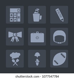 Premium set of fill icons. Such as coffee, belt, work, medical, pencil, mathematics, beverage, food, american, office, finance, tea, concept, web, restaurant, technology, emergency, pen, bow, helmet