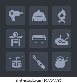 Premium set of fill icons. Such as flame, conditioning, kettle, sign, head, style, bike, blue, fashion, object, bicycle, fireplace, baseball, fitness, health, headwear, hair, warm, sport, sky, clean