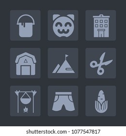 Premium set of fill icons. Such as home, bonfire, happy, kitty, building, interior, nature, house, cut, kitten, cat, business, food, element, man, real, girl, farming, painter, shorts, wall, flame