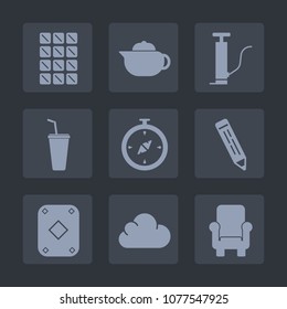 Premium set of fill icons. Such as oil, pot, brown, map, compass, chair, sign, beverage, glass, snack, breakfast, game, travel, furniture, pencil, tea, gas, sweet, cloud, station, bar, pen, poker, cup