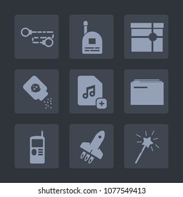 Premium set of fill icons. Such as file, telephone, boy, walkie, birthday, mobile, magic, paper, launch, child, box, baby, link, chain, music, talcum, talkie, toy, gift, cell, holiday, health, present