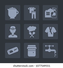 Premium set of fill icons. Such as sink, medicine, bathrobe, chief, air, bathroom, jar, drink, fashion, breakfast, spray, glass, tea, flight, clean, jam, clothes, ticket, shirt, dentist, food, sign