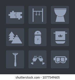 Premium set of fill icons. Such as percussion, sound, puzzle, training, tree, instrument, red, shape, sea, alcohol, drum, spice, element, nature, exercise, fitness, sign, sport, food, seasoning, body