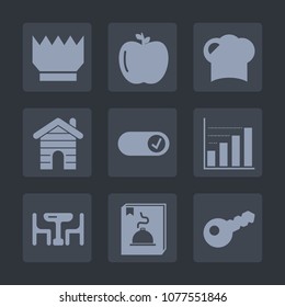 Premium set of fill icons. Such as architecture, sign, queen, nature, restaurant, organic, table, kingdom, apple, family, house, white, chef, healthy, jewelry, diagram, food, kitchen, data, dinner, 