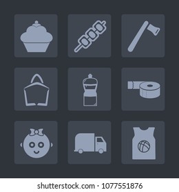 Premium set of fill icons. Such as sport, hammer, building, kebab, service, dinner, grilled, cupcake, food, basketball, broom, child, dessert, work, beef, bag, saw, barbecue, shish, equipment, office