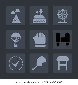 Premium set of fill icons. Such as peak, muffin, landscape, chair, top, scarf, check, chain, mountain, sweet, sky, rocket, dessert, meat, interior, wheel, spaceship, nature