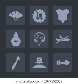 Premium set of fill icons. Such as paint, delivery, spaceship, modern, kid, perfume, bottle, music, sensu, white, fan, audio, aroma, freight, astronaut, child, paper, gym, truck, warehouse, equipment