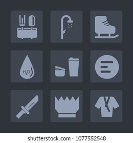 Premium set of fill icons. Such as mobile, skating, app, bath, lunch, coffee, cold, royal, white, drop, king, sport, head, meal, sugar, fashion, cup, cutlery, shower, bathroom, button, hygiene, winter