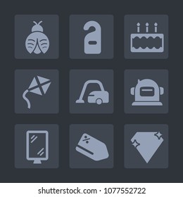 Premium set of fill icons. Such as discount, dessert, cake, vacuum, sugar, service, pastry, diamond, food, helmet, space, dragonfly, cleaner, label, bakery, motel, sign, tag, housework, street, sweet