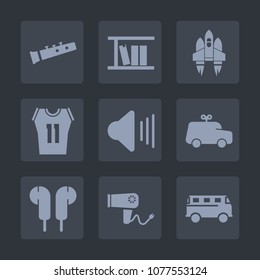 Premium set of fill icons. Such as transportation, galaxy, sound, audio, satellite, care, basketball, ship, rocket, spaceship, space, blow, child, school, learning, sign, hair, trumpet, technology, up