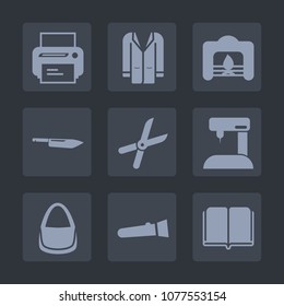 Premium set of fill icons. Such as warm, fire, object, outfit, lamp, home, kitchen, cut, print, library, style, knife, wear, fashion, clothing, equipment, computer, night, coat, education, literature
