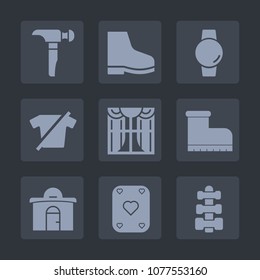 Premium set of fill icons. Such as smart, fitness, clothing, equipment, shirt, home, silhouette, collection, business, style, room, time, fashion, curtain, device, technology, clothes, light, boot