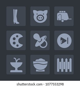 Premium set of fill icons. Such as piggy, train, play, vehicle, fashion, water, palette, food, kid, coffee, van, agriculture, restaurant, hog, music, car, pork, barrier, transportation, art, infant