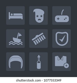 Premium set of fill icons. Such as joystick, hotel, graphic, t-shirt, travel, shape, fashion, yacht, button, vintage, retro, laboratory, ship, technology, play, style, worker, gaming, security, game