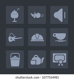 Premium set of fill icons. Such as safety, cappuccino, dessert, audio, achievement, construction, strawberry, ice, cone, sweet, drink, object, certificate, pin, cup, fun, guitar, food, work, volume