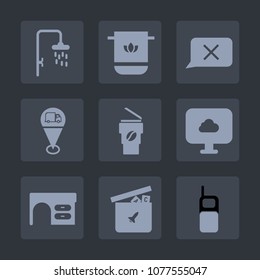 Premium set of fill icons. Such as mobile, water, cappuccino, shower, domestic, desk, cup, toy, cloth, telephone, away, phone, communication, take, location, work, closed, cloud, drink, pin, old, play