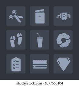 Premium set of fill icons. Such as snack, doughnut, hospital, list, cuisine, white, mark, pharmacy, dessert, cake, cut, sweet, cheese, check, sign, tool, black, checklist, gem, medical, object, cold