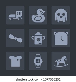 Premium set of fill icons. Such as duckling, alien, watch, white, vehicle, food, nutrition, bird, smart, toy, animal, play, space, monster, transportation, cargo, minute, gift, clock, horse, fashion