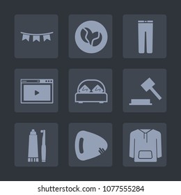 Premium set of fill icons. Such as trousers, background, video, casual, online, food, bedroom, health, website, double, drink, caffeine, flag, musical, men, event, hygiene, music, clothing, pants, bed