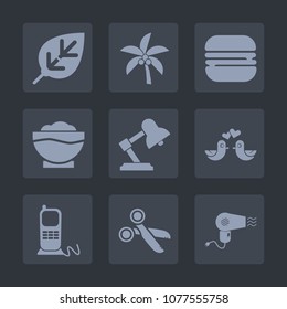 Premium set of fill icons. Such as dinner, kitchen, bird, nature, green, food, drink, foliage, plant, tropical, cut, hairdryer, communication, leaf, table, tree, snack, environment, hamburger, burger