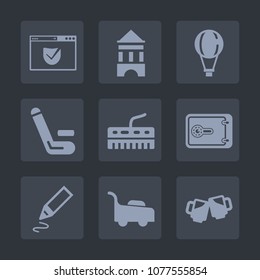 Premium set of fill icons. Such as grass, sky, security, match, sign, mower, check, business, jump, finance, air, alcohol, pen, competitive, fly, website, bank, office, drink, competition, keyboard