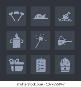 Premium set of fill icons. Such as help, skydiver, bottle, buoy, jump, pizza, checklist, check, fish, french, celebration, sky, magic, musical, parachuting, drink, parachute, potato, seafood, safety