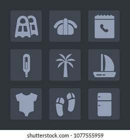 Premium set of fill icons. Such as refrigerator, slipper, clothing, sport, temperature, phone, baby, salmon, contact, fahrenheit, japan, sailboat, household, book, ship, fish, underwater, clothes, sea
