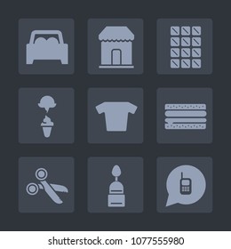 Premium set of fill icons. Such as clothes, t-shirt, cold, snack, frozen, chocolate, brown, shirt, automobile, call, fashion, dark, sweet, clothing, retail, cheeseburger, store, dessert, machine, cake