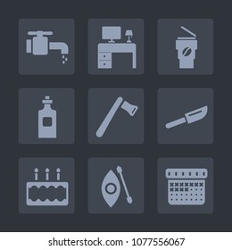 Premium set of fill icons. Such as bathroom, calendar, cake, office, screwdriver, restaurant, faucet, tool, food, clean, desk, cup, glass, hygiene, activity, business, fork, day, schedule, drink, time