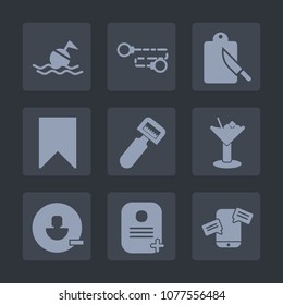 Premium set of fill icons. Such as rescue, ring, cutlery, account, web, kitchen, alcohol, dinner, remove, table, identity, phone, emergency, tool, chat, help, chain, potato, drink, fork, glass, sea