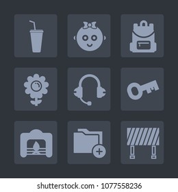 Premium set of fill icons. Such as backpack, boy, music, sound, juice, fire, school, cup, document, speaker, spring, cute, child, blossom, street, cold, girl, key, file, road, bag, kid, childhood