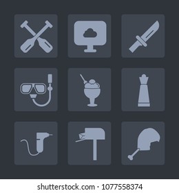Premium set of fill icons. Such as fork, knife, web, king, medical, food, paddle, sea, canoe, mail, sign, river, water, snorkel, oar, dentist, boat, box, chicken, drill, dessert, game, rowing, clinic