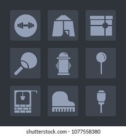 Premium set of fill icons. Such as stone, old, health, table, hydrant, light, fitness, camp, lantern, adventure, gift, water, well, sport, equipment, outdoor, fire, leisure, dumbbell, city, ribbon