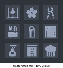 Premium set of fill icons. Such as medicine, restaurant, chief, flower, cherry, japan, entrance, branch, cooking, pink, elevator, office, research, experiment, dinner, test, chemistry, home, modern