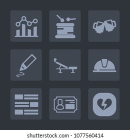 Premium set of fill icons. Such as violin, helmet, music, work, news, pen, card, pub, chart, up, love, stationery, beer, drum, finance, financial, sound, trend, fitness, graph, drink, instrument, seat