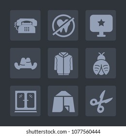 Premium set of fill icons. Such as adventure, tent, furniture, hat, camp, mouth, home, clothing, web, interior, lady, sign, star, jacket, style, tool, travel, call, headwear, internet, care, health