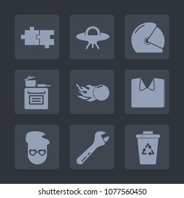 Premium Set Of Fill Icons. Such As Sign, Style, Comet, Motorcycle, Object, Motorbike, Food, Clothing, Oven, Galaxy, Puzzle, White, Waste, Cooking, Hammer, Biker, Recycle, Alien, Kitchen, Science, Bike