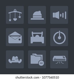 Premium set of fill icons. Such as mobile, volume, clothing, cute, child, hat, off, baseball, sound, file, nursery, message, conditioning, fashion, toy, button, car, power, document, newborn, cap, air