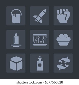 Premium set of fill icons. Such as launch, hand, dessert, cake, light, people, spaceship, business, home, color, fire, cube, doughnut, work, technology, wax, painter, candle, liquid, communication