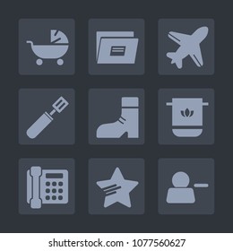 Premium set of fill icons. Such as toddler, cloth, infant, transport, plane, white, kid, mother, footwear, sign, pictogram, delete, flight, file, stroller, fashion, aviation, pan, carriage, foot, web