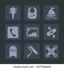 Premium set of fill icons. Such as play, comb, image, post, water, childhood, white, picture, letter, child, frame, envelope, drone, newborn, rattle, kid, brush, infant, beauty, tool, river, shake