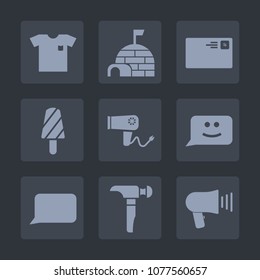 Premium set of fill icons. Such as ice, clothing, care, new, fruit, hair, shirt, nature, shelter, talk, clothes, speech, face, smile, snow, dryer, dessert, letter, communication, cotton, male, cold