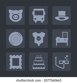 Premium set of fill icons. Such as tire, wheel, furniture, interior, hog, agriculture, bus, road, car, cake, swine, dessert, animal, scuba, pie, clothes, food, piggy, picture, cabinet, hat, frame, kid