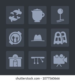 Premium set of fill icons. Such as building, hot, seafood, child, equipment, sea, projection, sport, pin, breakfast, drink, lunch, fishing, drop, cup, table, video, kid, plate, web, business, pointer